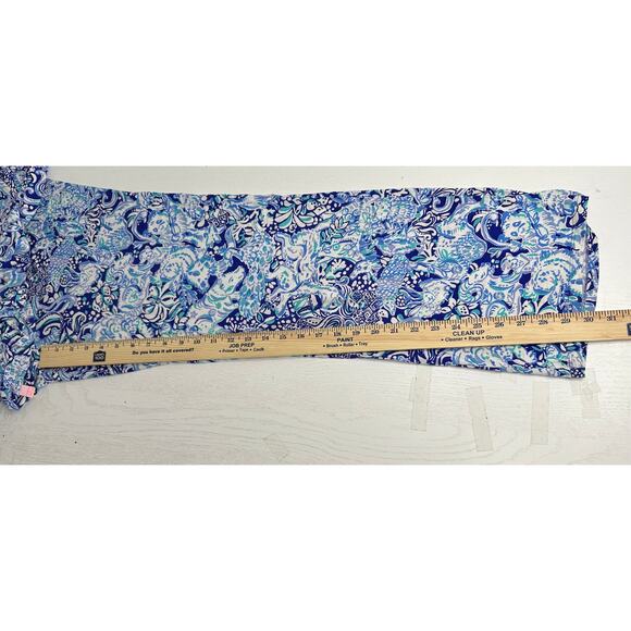 Lilly Pulitzer Blue Pink Paisley Straight Leg Pants Tie Waist Relaxed Stretch L - Picture 4 of 7